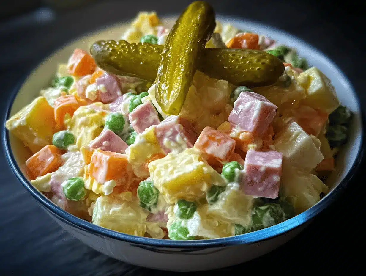 Olivier salad preparation steps